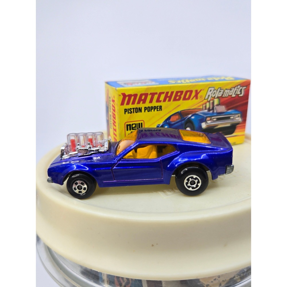 Vintage 1973 Matchbox Rola-Matics No 10 Mustang Piston Popper Lesney w/ Box